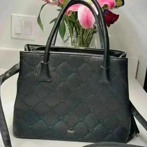 NWOT Crossi Black Vegan Leather Tote Shoulder Bag